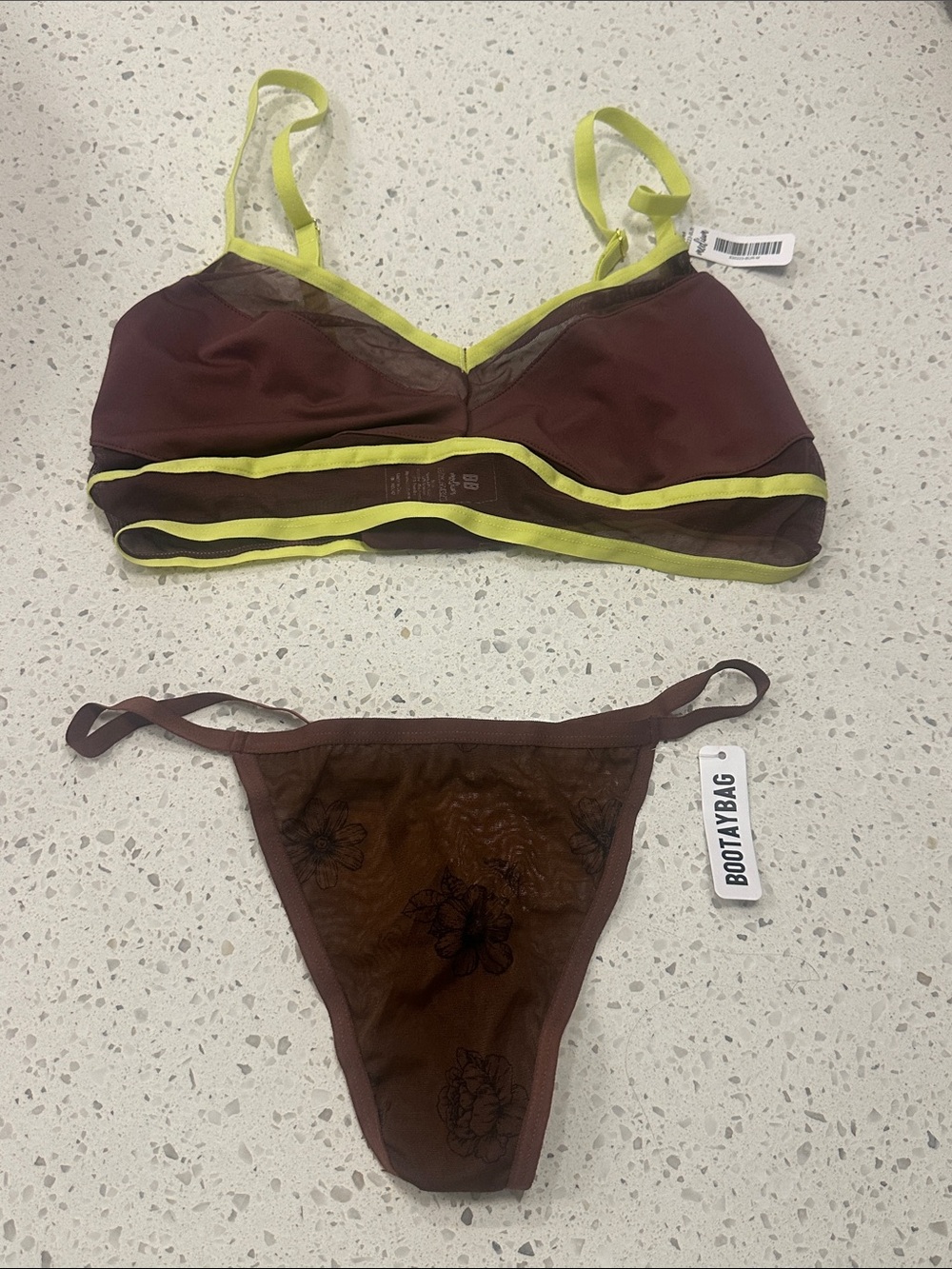bootaybag bra and thong set size medium NWT